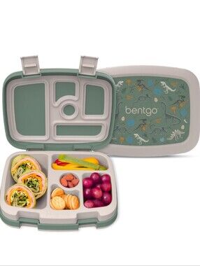 Bentgo Kids Prints Leak-Proof Lunchbox, 5-Compartment Bento Style (Dino Fossils)